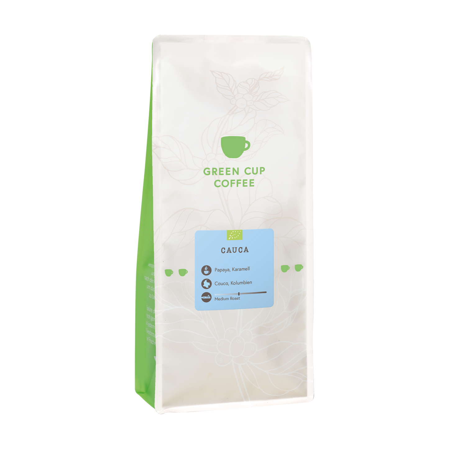 Packshot Kaffee Green Cup Coffee Cauca 1kg Packung