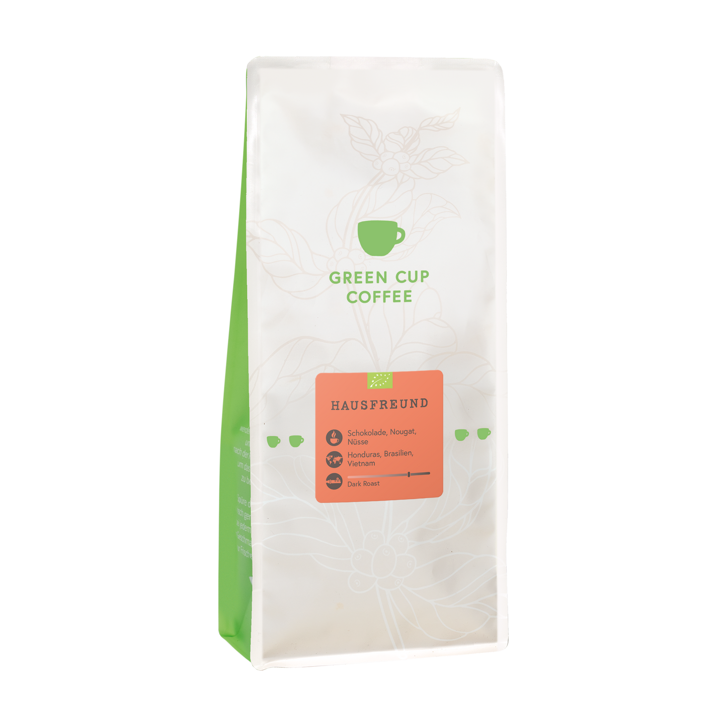 Packshot Kaffee Green Cup Coffee Hausfreund 1kg Packung