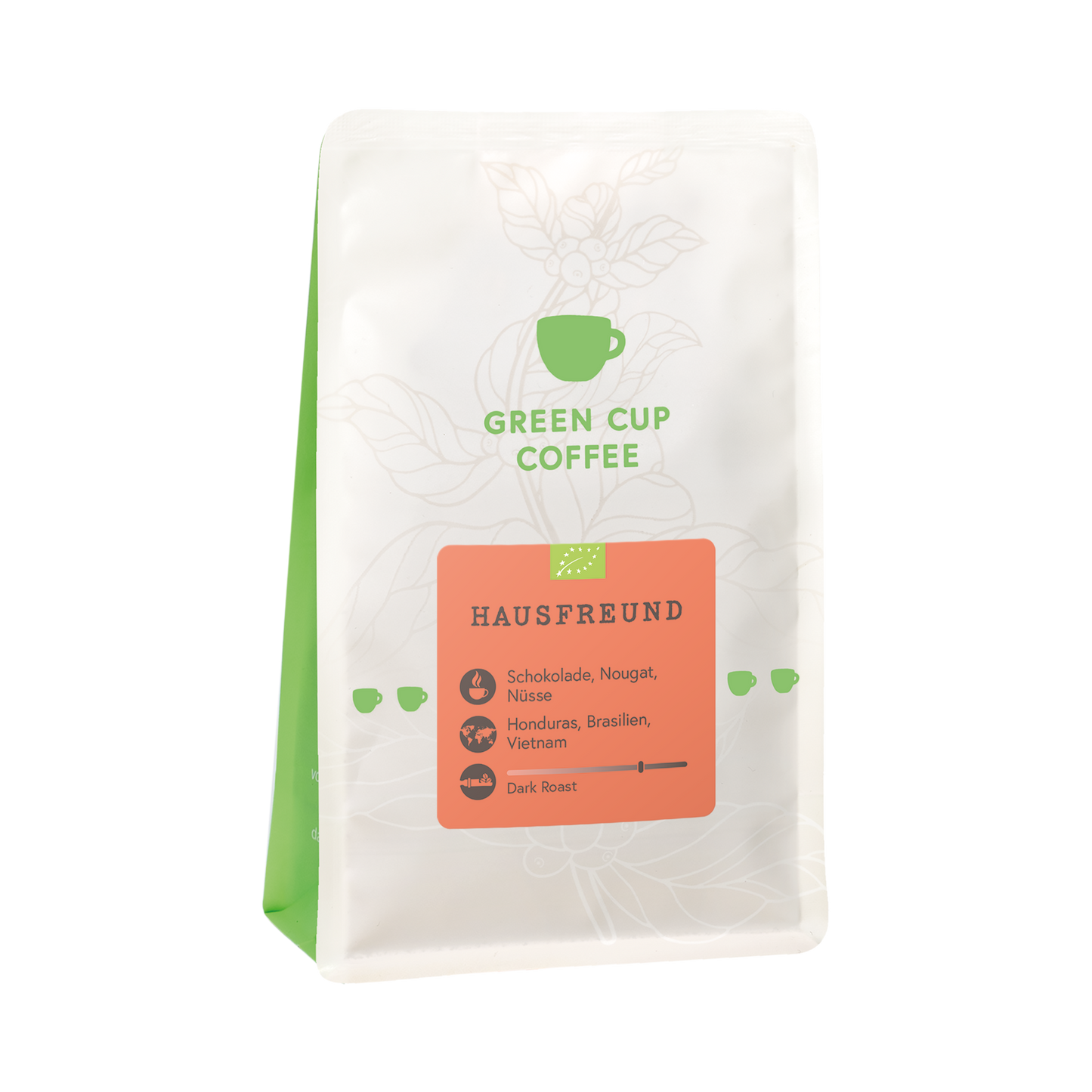Packshot Green Cup Coffee Hausfreund 250g Packung