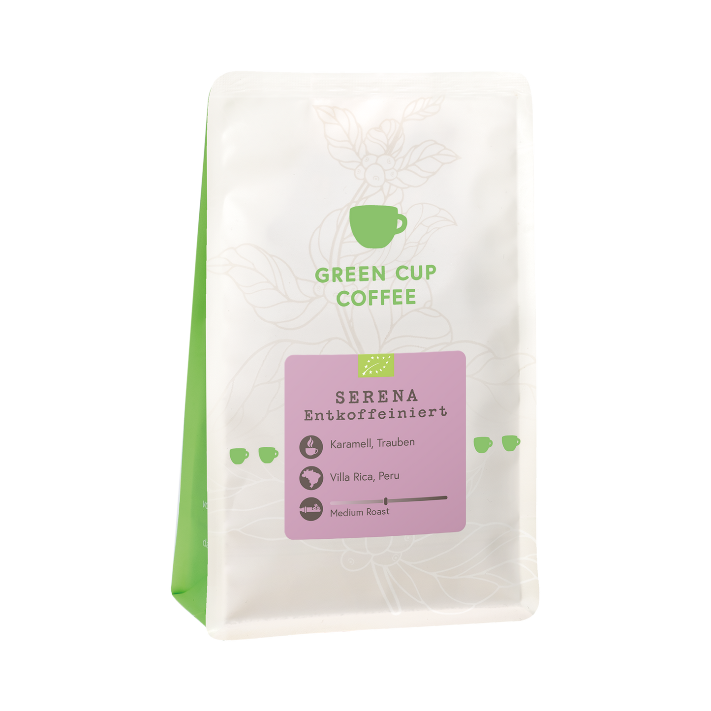 Green Cup Coffee Packshot Kaffee Serena Entkoffeiniert 250g