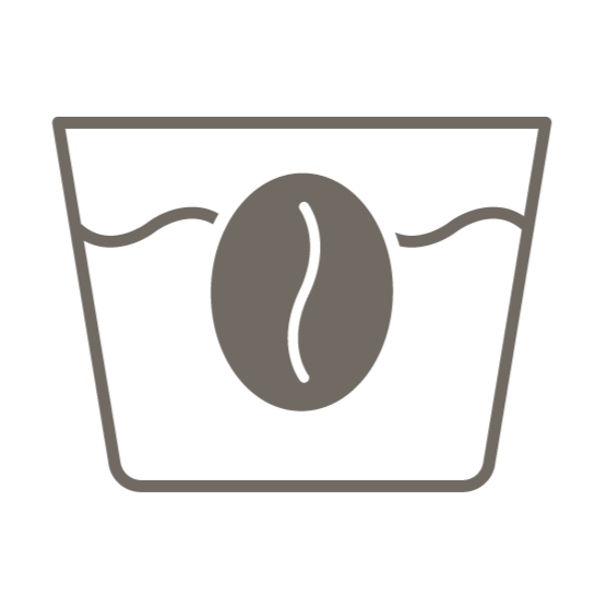 Icon für Wasser-Entkoffeinierung – koffeinfreier Kaffee durch natürliches Verfahren mit Wasser
