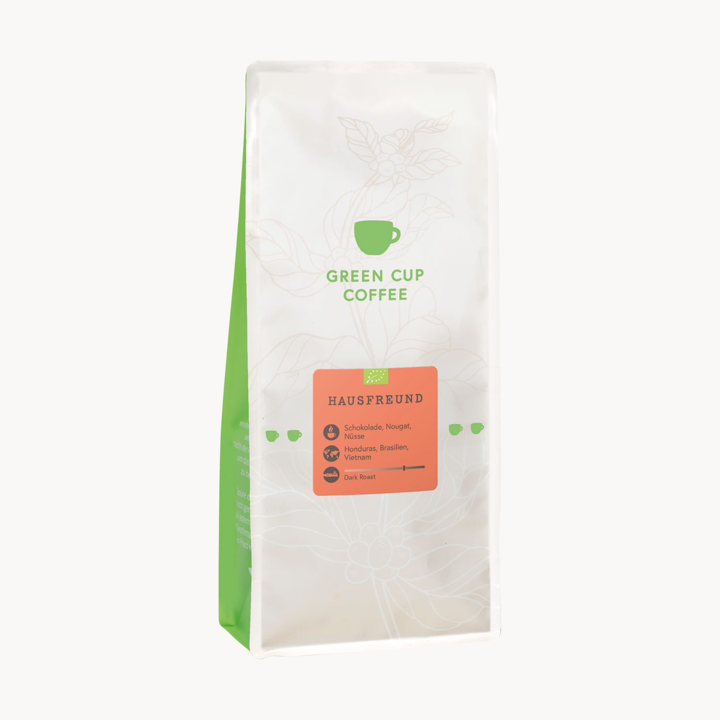 Packshot Kaffee Green Cup Coffee Hausfreund 1kg Packung