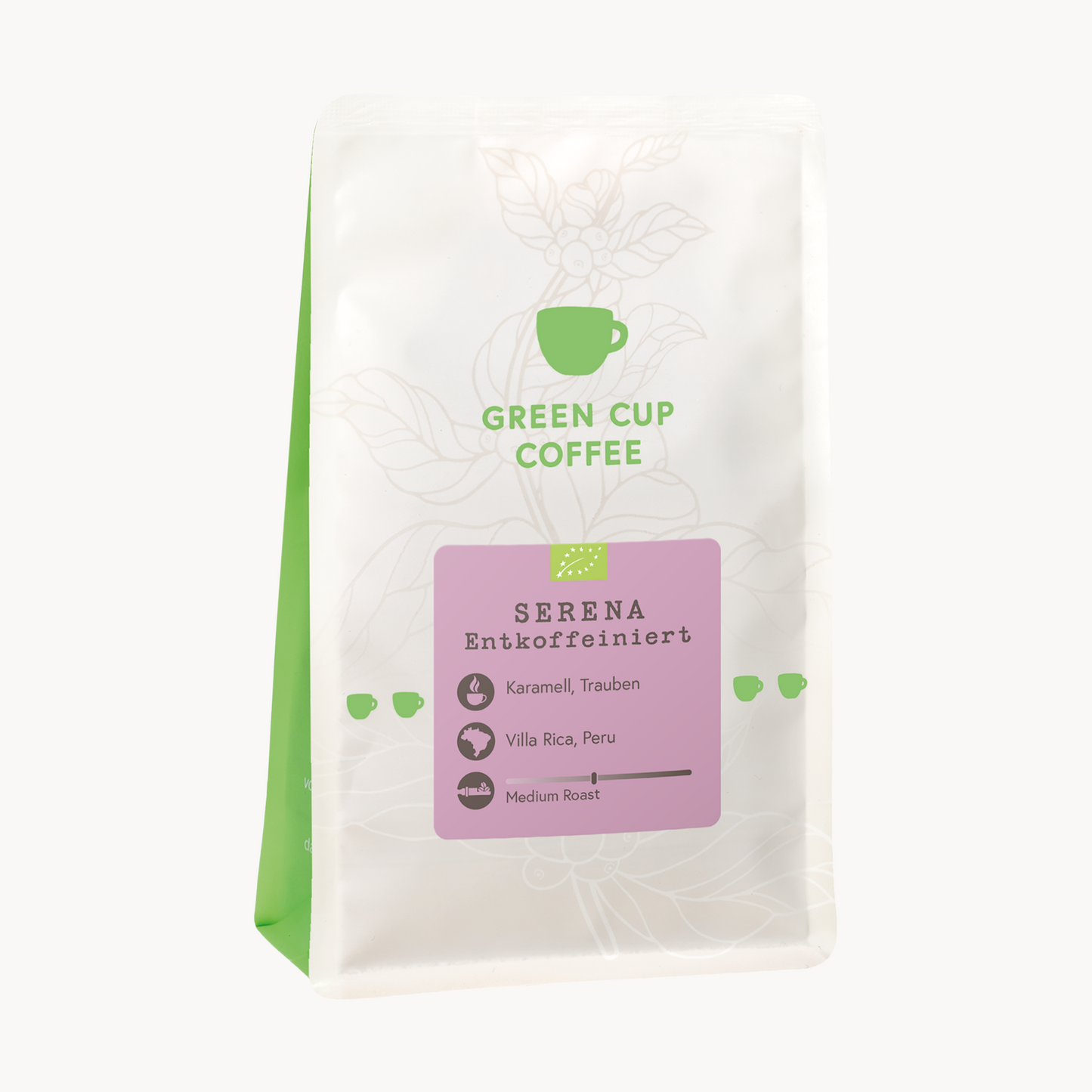 Green Cup Coffee Packshot Kaffee Serena Entkoffeiniert 250g