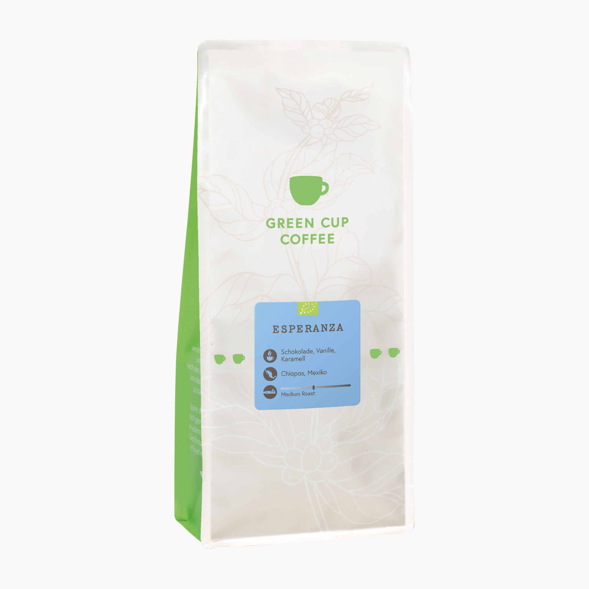 Packshot Kaffee Green Cup Coffee Esperanza 1kg Packung