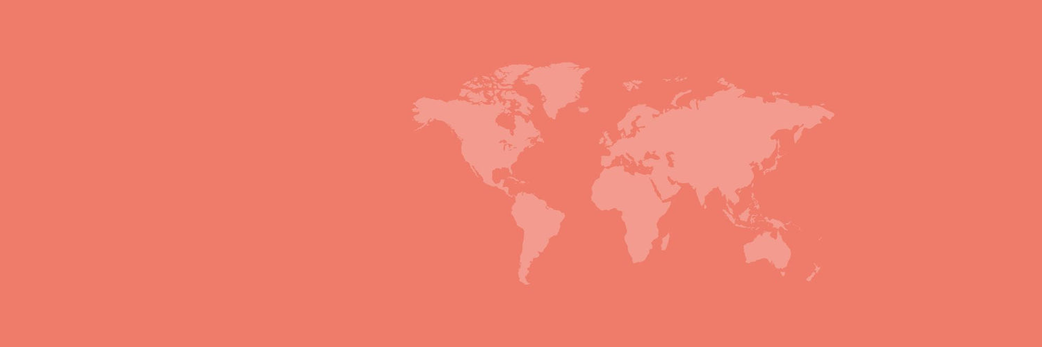 Stilisierte Weltkarte auf einfarbigem Hintergrund – Symbol für die globale Herkunft und Vielfalt von Kaffeemischungen