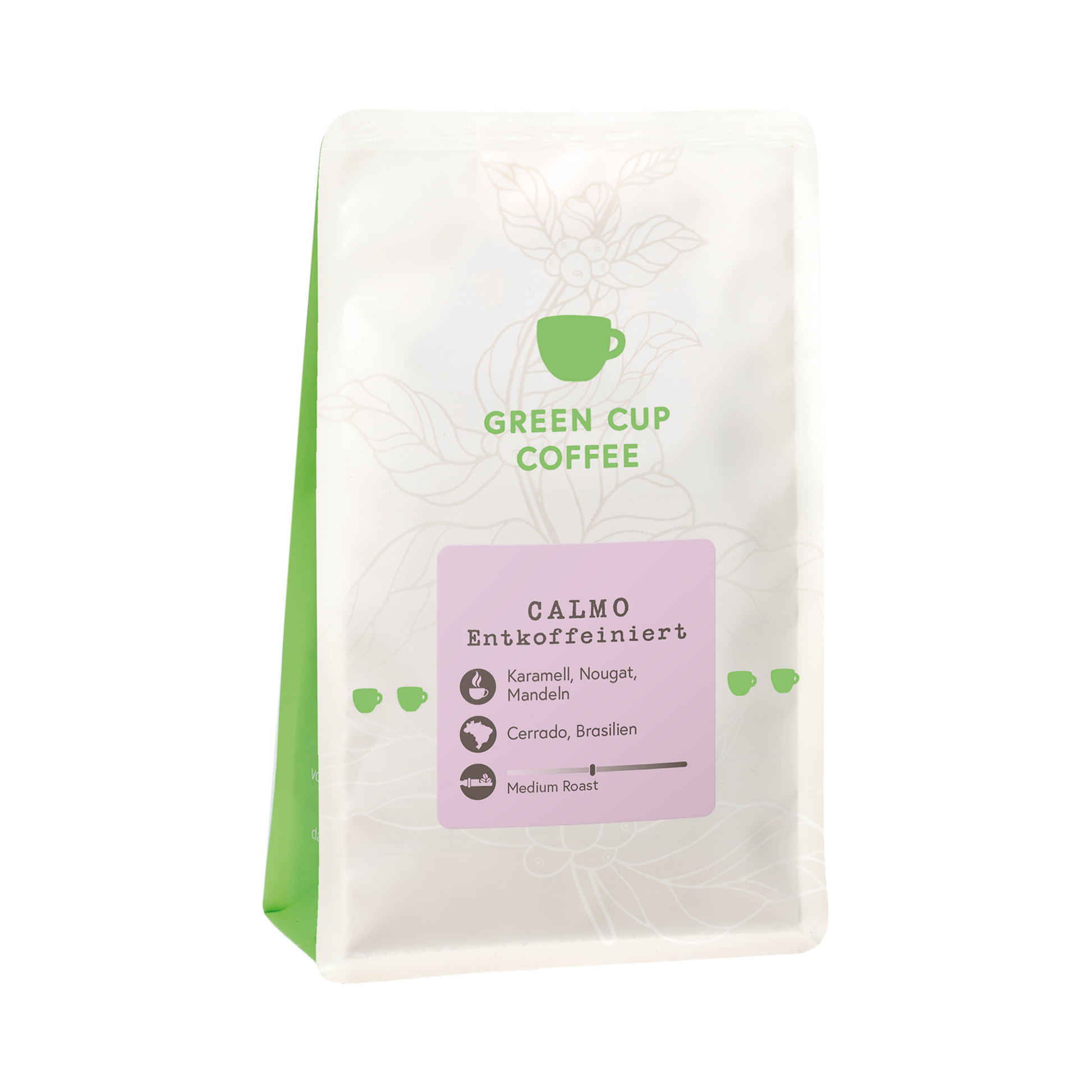 Green Cup Coffee Packshot Kaffee Calmo Entkoffeiniert 250g