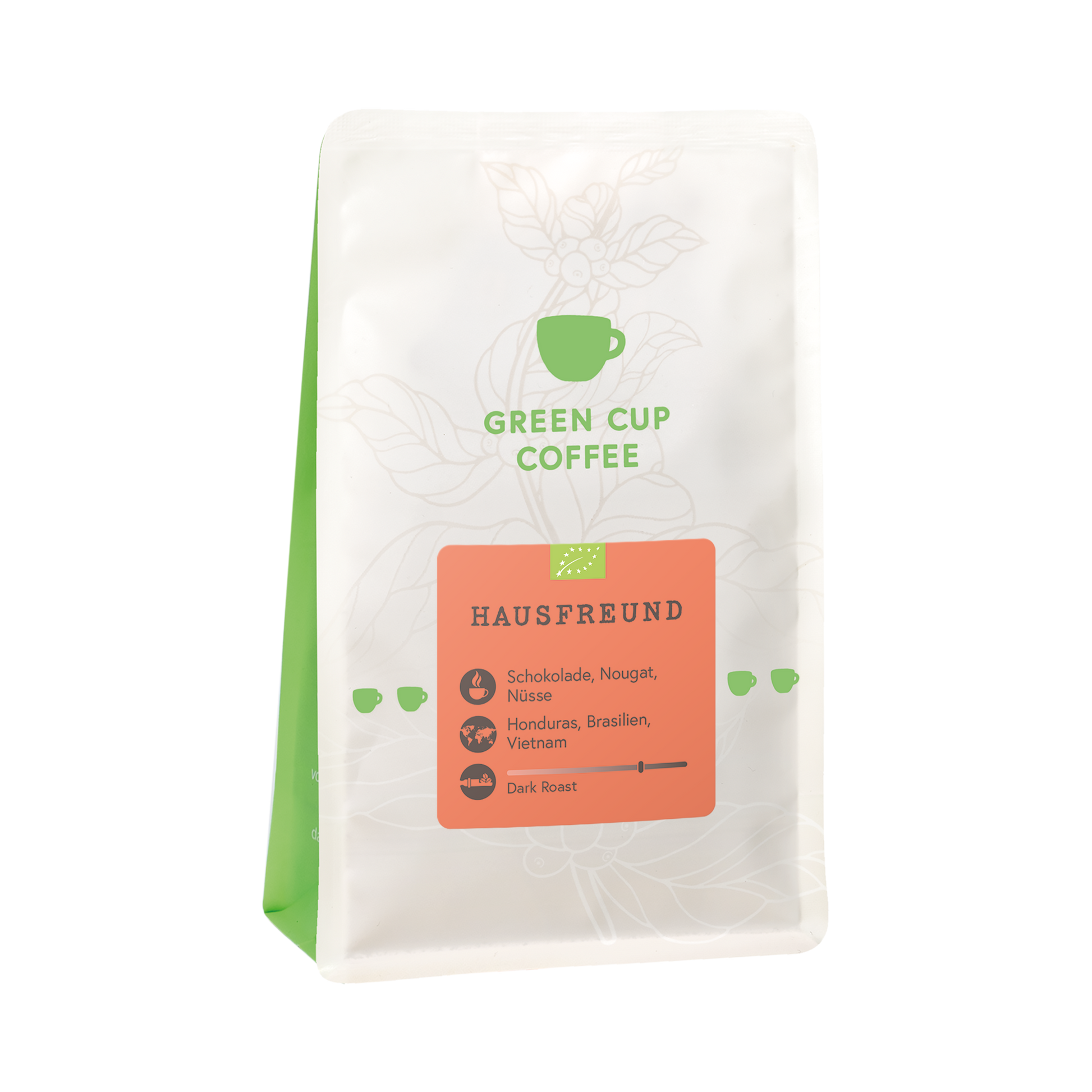 Packshot Green Cup Coffee Hausfreund 250g Packung