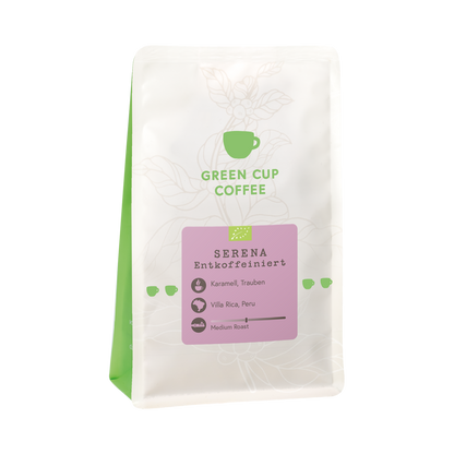 Green Cup Coffee Packshot Kaffee Serena Entkoffeiniert 250g