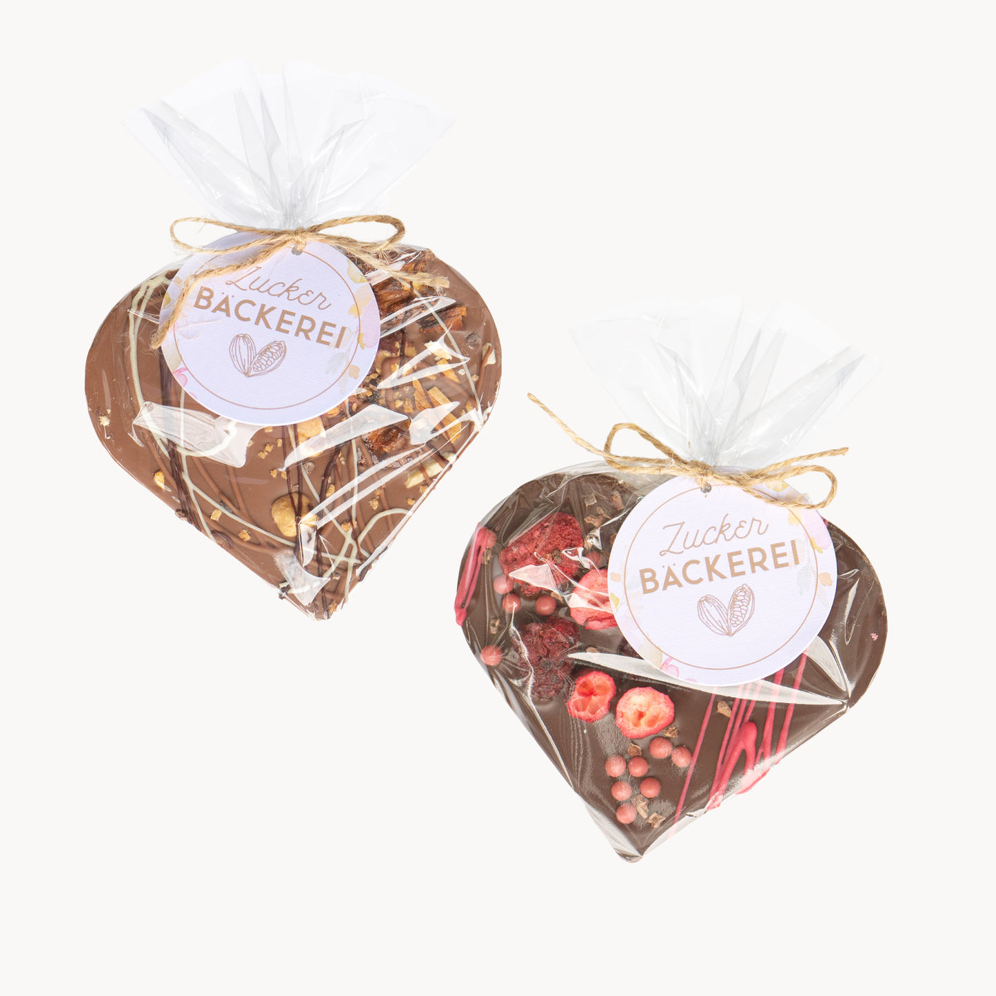 GCC Valentinstags Schokolade: Schoko-Herzen Vollmilch und Zartbitter mit Nüssen und Früchten getoppt