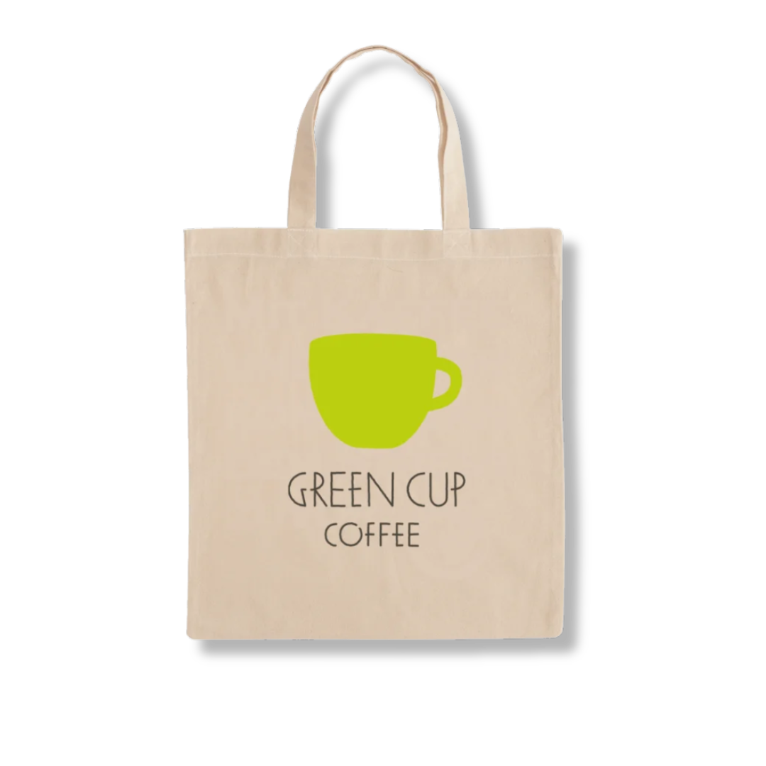 Packshot: nachhaltige Baumwolltasche mit Green Cup Coffee-Logo