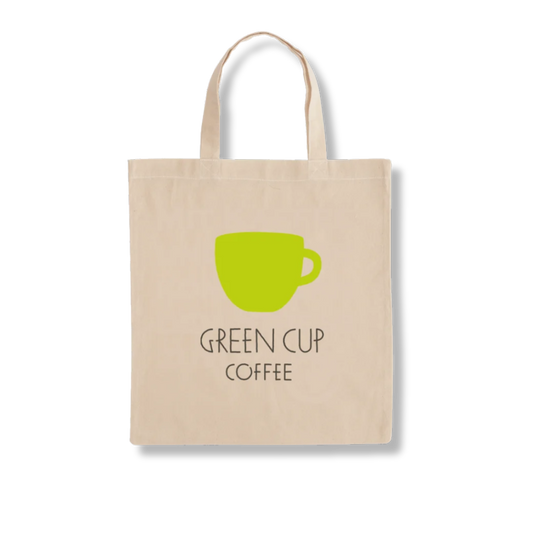 Packshot: nachhaltige Baumwolltasche mit Green Cup Coffee-Logo