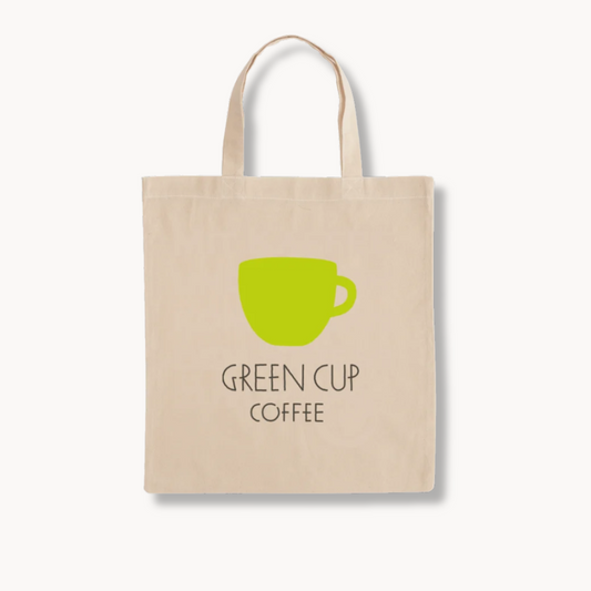 Packshot: nachhaltige Baumwolltasche mit Green Cup Coffee-Logo