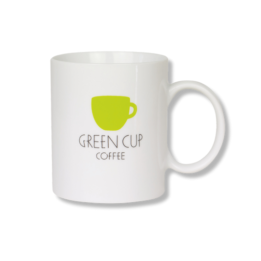 Packshot: Kaffeehaferl mit Green Cup Coffee-Logo