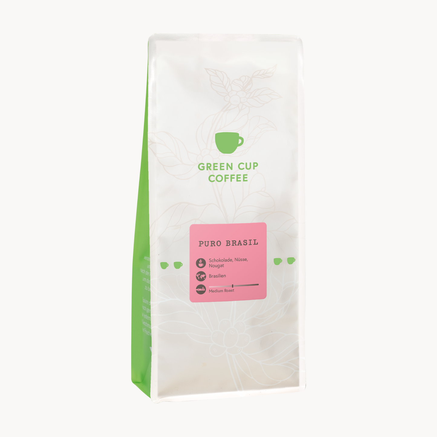 Packshot Kaffee Green Cup Coffee  Puro Brasil 1kg Packung