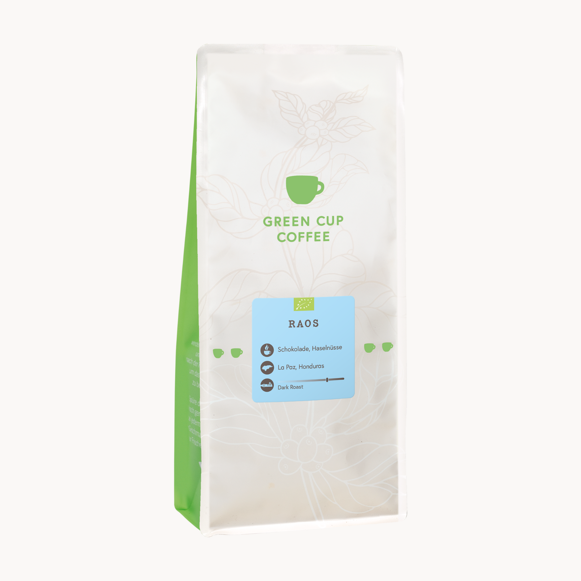 Packshot Kaffee Green Cup Coffee Raos 1kg Packung