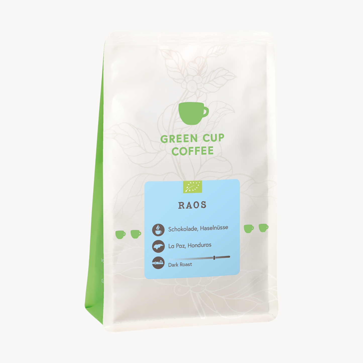 Packshot Kaffee Green Cup Coffee Raos 250g Packung