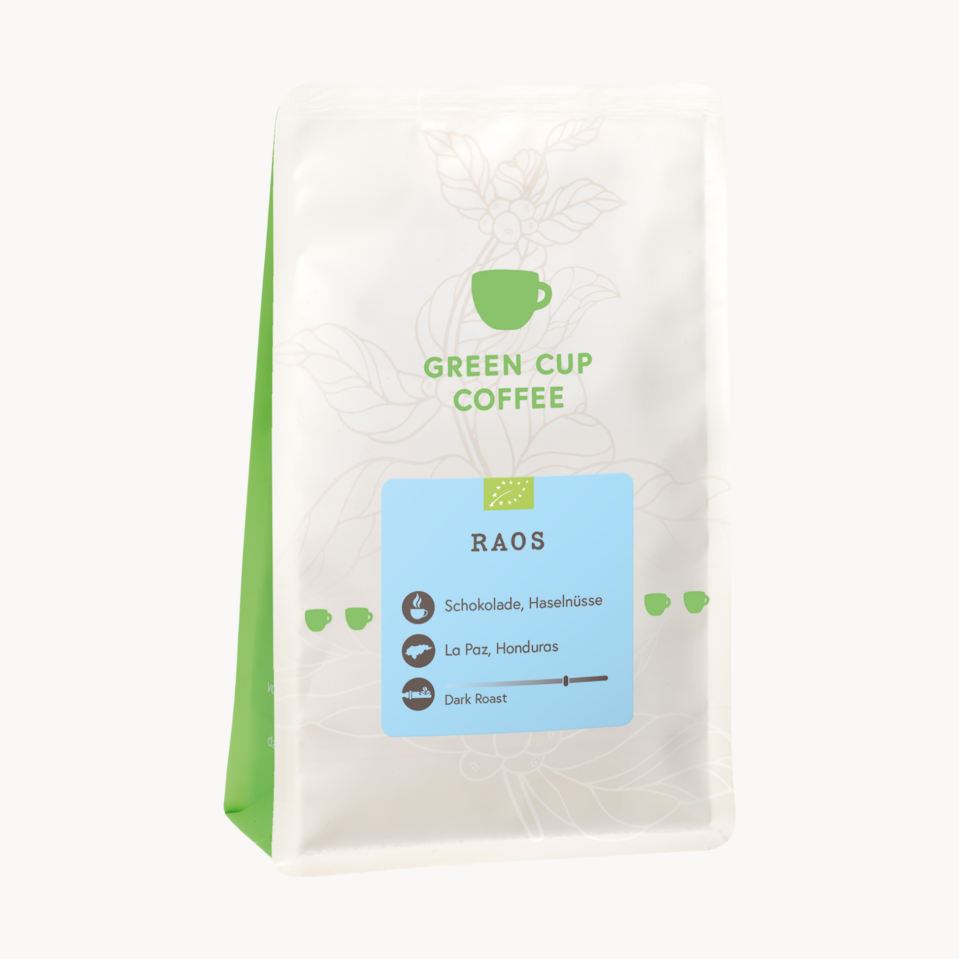 Packshot Kaffee Green Cup Coffee Raos 250g Packung