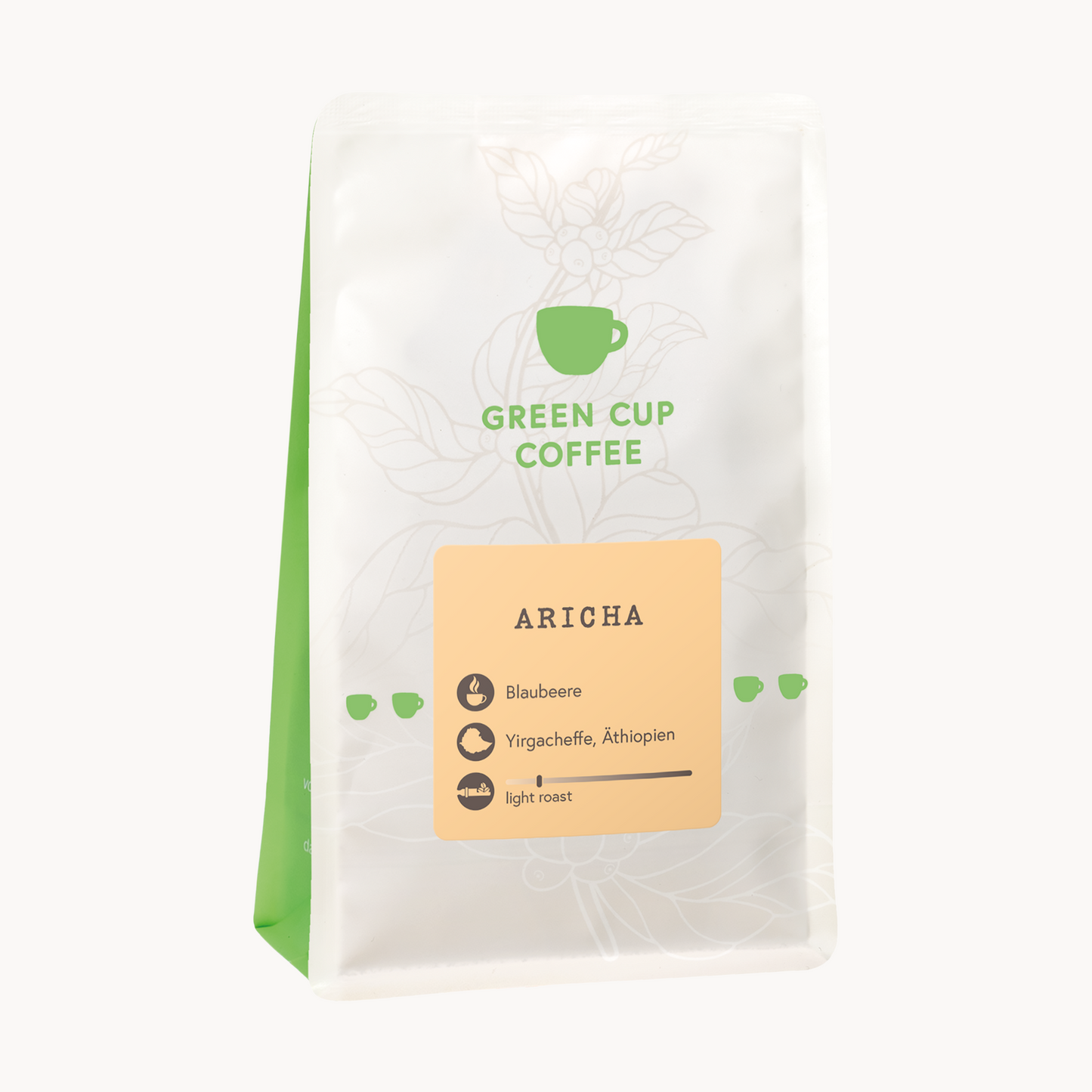 Packshot Kaffee Green Cup Coffee Aricha, 250g Packung