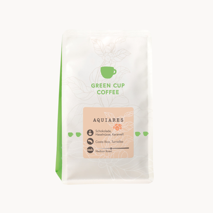 Packshot: Aquiares Arabica Kaffee aus Costa Rica, Turrialba mit Schokolade, Haselnüssen und Karamell