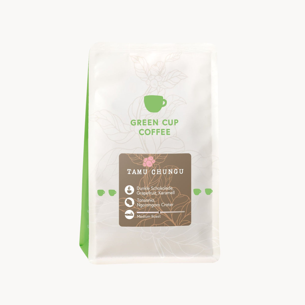 Packshot Tamu Chungu: 100% Araboca Kaffee aus Tansania mit Aromen von Dunkler Schokolade, Grapefruit und Karamell