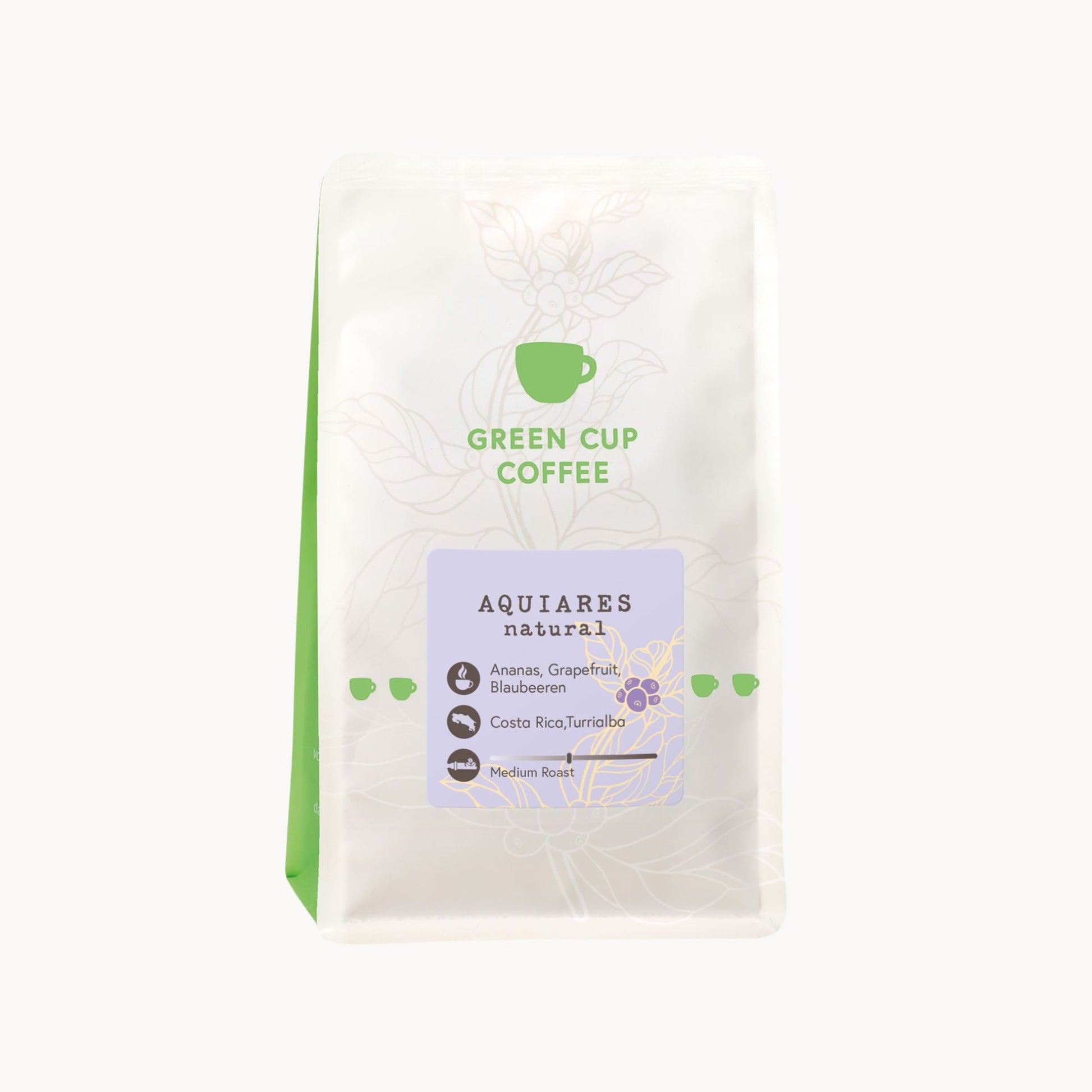 Packshot: Aquiares natural Arabica Kaffee aus Costa Rica, Turrialba mit ananas, grapefruit und blaubeeren