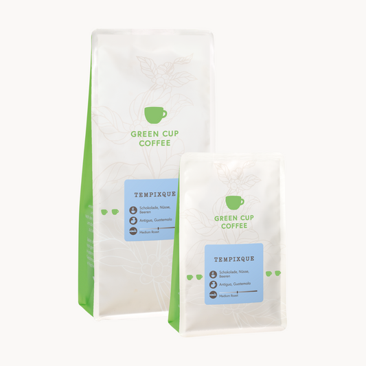 Packshot Kaffee Tempixque Green Cup Coffee 1kg und 250g Packung