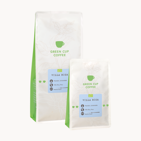 Packshot Kaffee Villa Rica Green Cup Coffee 1kg und 250g Packungen